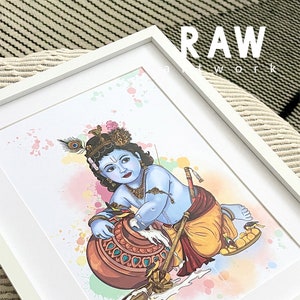 Krishna Artwork, Hindu God, Baby Krishna Colourful, Krishna WallArt, Hindu Painting, Abstract Krishna, Abstract Hindu God image 4