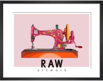 Sewing Machine Artwork, Fashion Artwork, Tailor Artwork, Seamstress Artwork, Indian Artwork