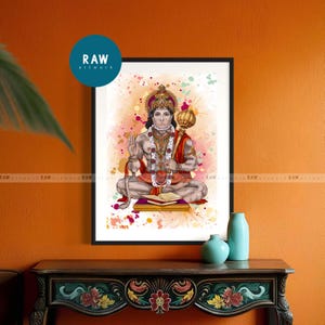Hanuman Artwork, Hindu Gift, Hanuman Colourful, Hanuman WallArt, Hanuman Rainbow, Abstract Hanuman, Abstract Hindu God