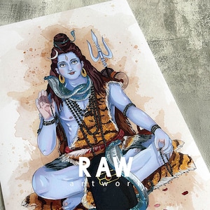 Oeuvre d&#39;art Lord Shiva : impression colorée de dieu hindou