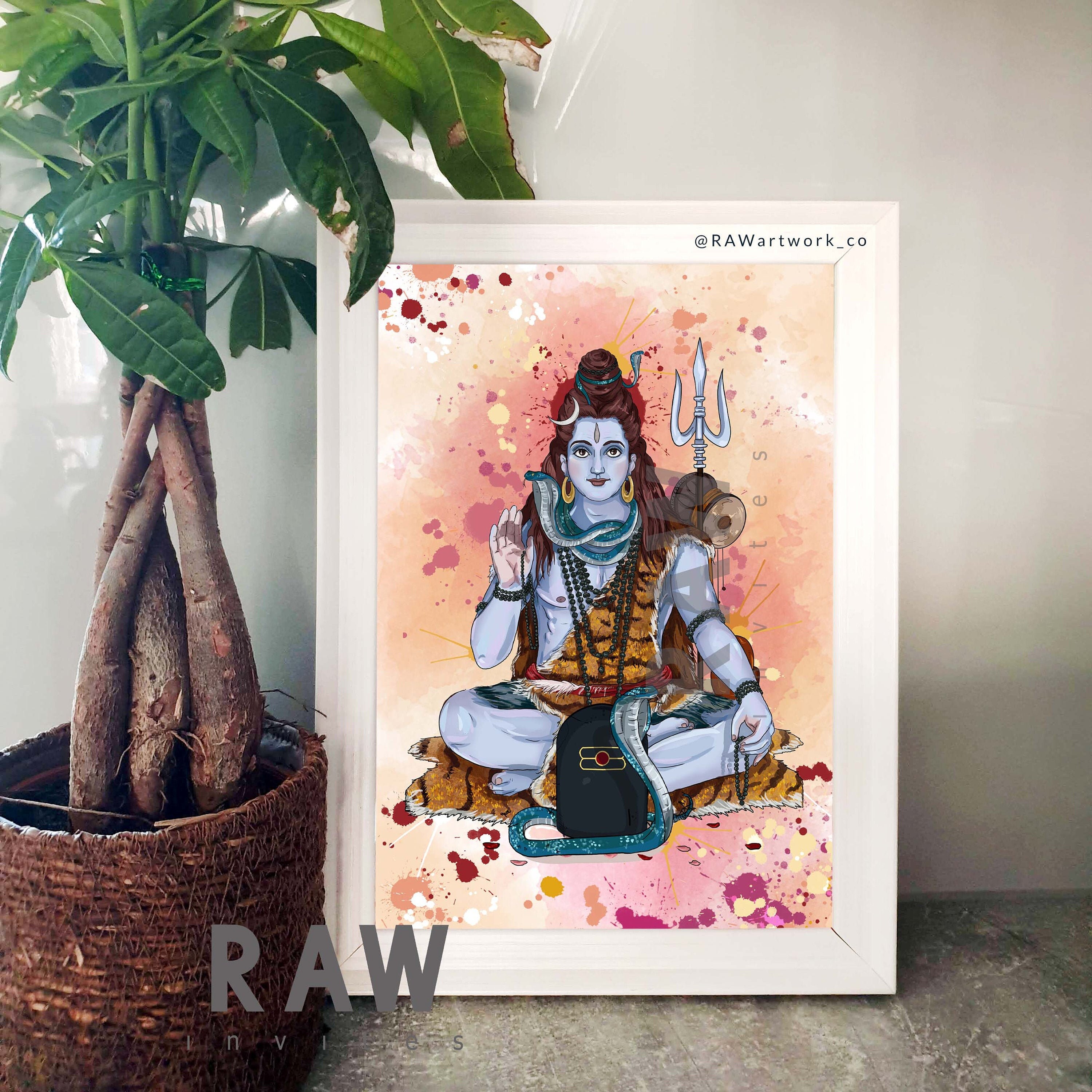 Lord Shiva Artwork Hindu Gift Shiva Colourful Shiva Etsy Australia