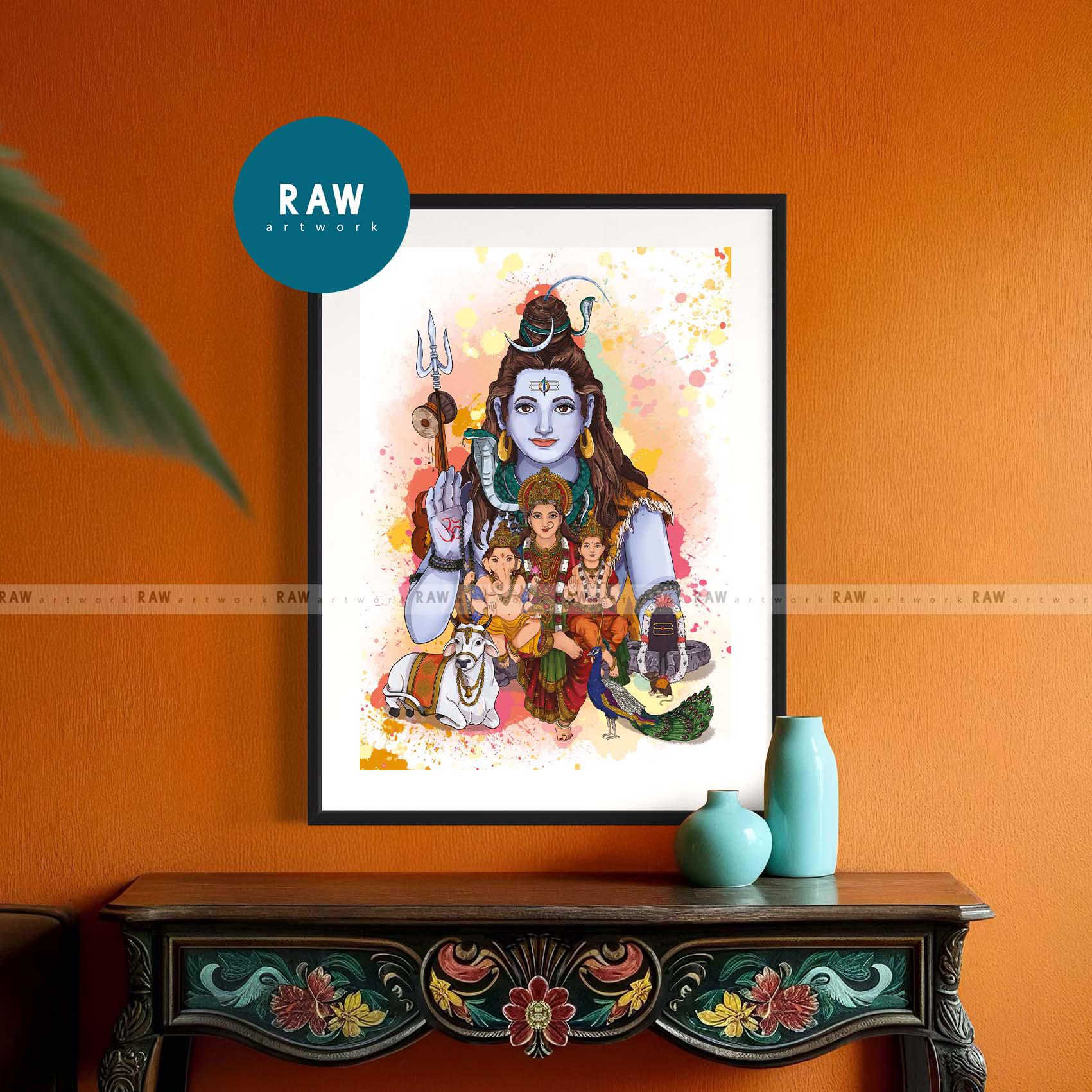 シヴァファミリー　額縁付　　　　　　　　　ビンテージポスター シヴァファミリー額縁付ビンテージポスター