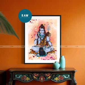 Lord Shiva Artwork, Hindu Gift, Shiva Colourful, Shiva WallArt, Shiva Rainbow, Abstract Shiva, Abstract Hindu God