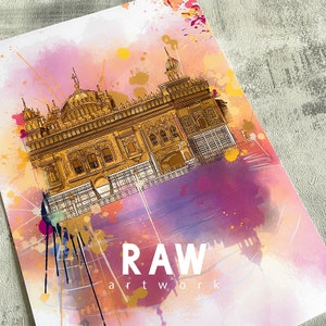Golden Temple Artwork, Golden Temple  Colourful, Golden Temple WallArt, Krishna Rainbow, Sikh Painting, Abstract Golden Temple