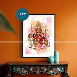 Durga Maa Artwork, Hindu Gift, Durga Maa Colourful, Durga Maa WallArt, Durga Maa Rainbow, Abstract Durga Maa, Abstract Hindu God