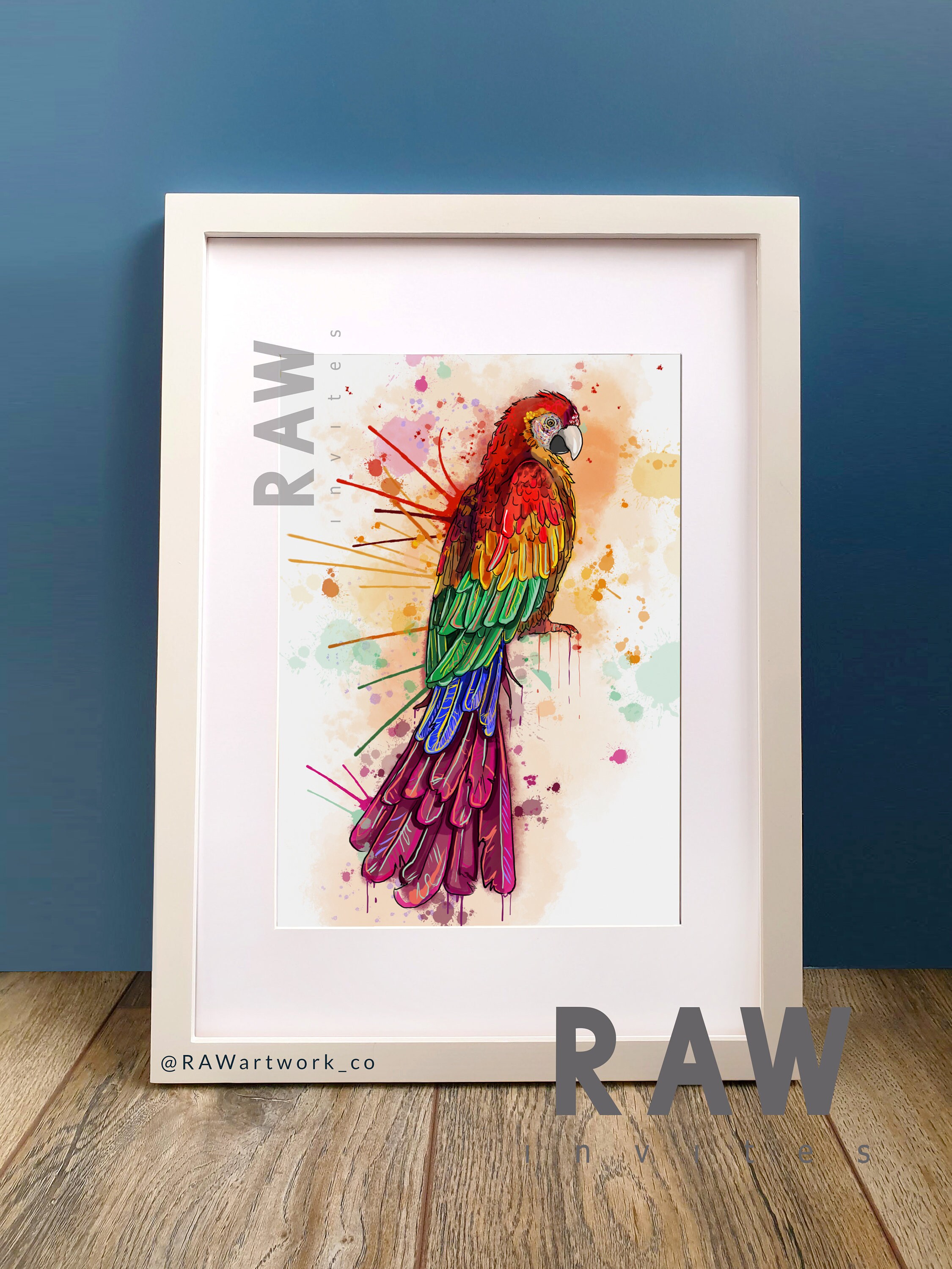 Parrot Bird Retro Rainbow Colourful Wall Artwork Parrot - Etsy