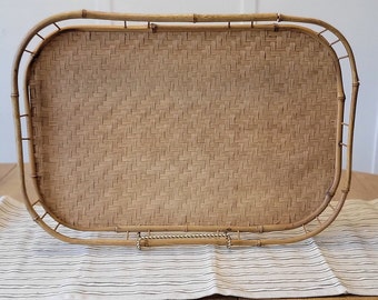 Vintage Bamboo Woven Serving Tray