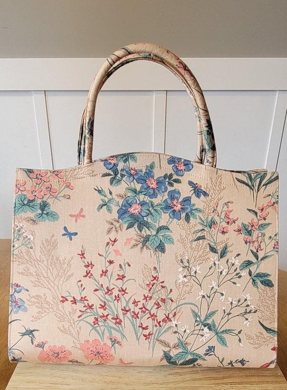 Vintage Margaret Smith Handbag Gorgeous Floral tan