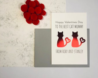 Personalised from the Cat Valentines Day Card, Valentines Card From the Cat, Cat Mum Card, Cat Dad Card, Personalised Cat Card, Cat Card