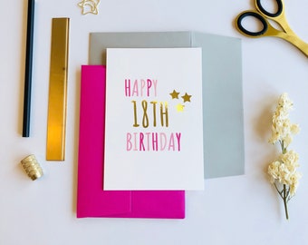 Happy 18th Birthday Card | Pink 18th Birthday | Age Birthday Card | Birthday Card | Girl 18th Birthday Card | Female 18th Birthday Card