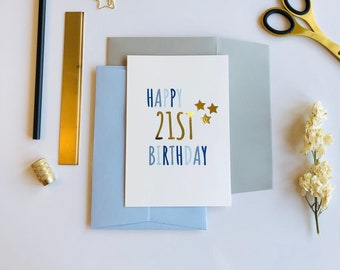 Happy 21st Birthday Card | Blue 21st Birthday | Age Birthday Card | Birthday Card | 21st Birthday Card | Male 21st Birthday Card