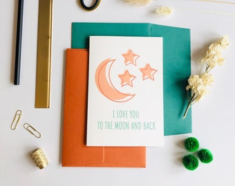 I Love You To The Moon and Back Card | Anniversary Card | Husband Card | Wife Card | Girlfriend Card | Boyfriend Card | Partner Card