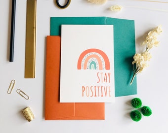 Stay Positive Card | Positive Notecard | Affirmation Card | Notecards | Just A Note To Say