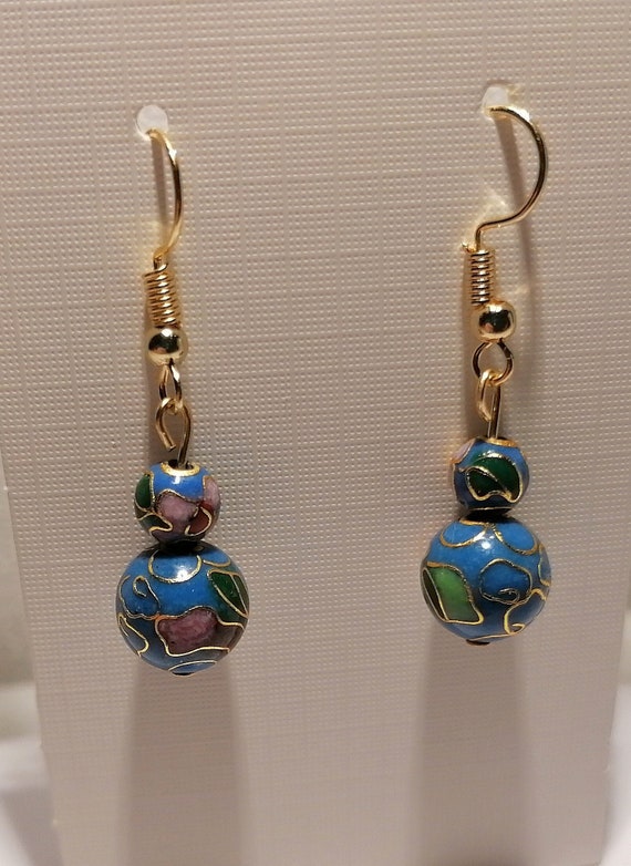 Himmelblaue Cloisonné Perle,