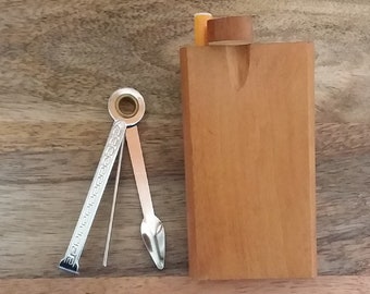 Indian Haldu Wood Dugout with One Hitter Pipe and Tamper Tool - Perfect Gift and Starter Set - Option to add Grinder