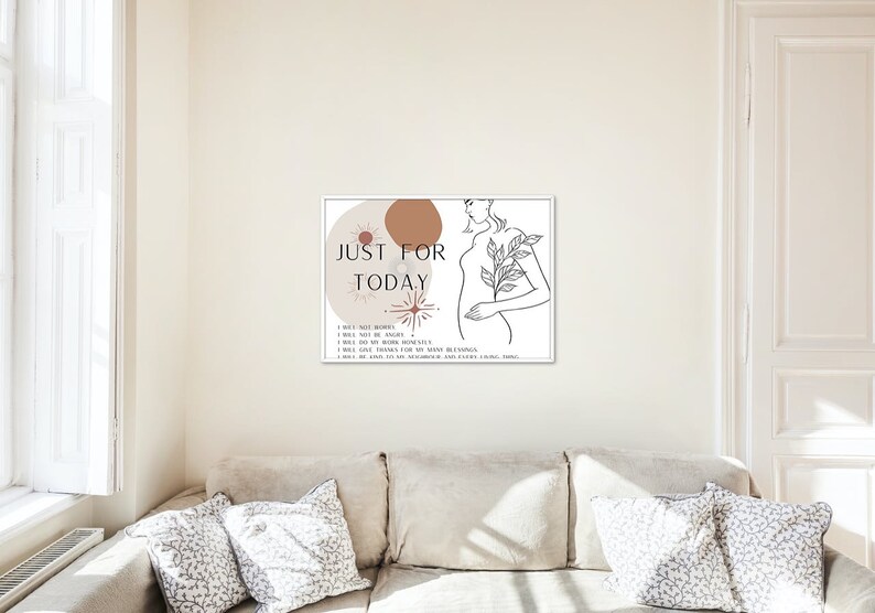 Printable Art Just For Today Wall Art Reiki Principles White Etsy