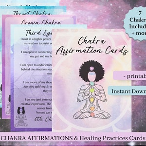 Tarjetas de información de Afro Chakra, Imprimibles de Afro Chakra, Tarjetas imprimibles de Chakra, Cartel de Chakra, Tarjetas de curación de Chakra para mujeres negras