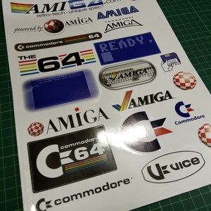 Commodore 64 Amiga STICKER SHEET - A4 20 Vinyl Stickers