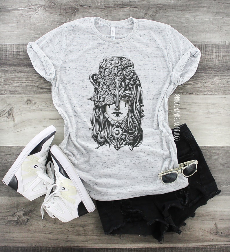 Black and White Graphic Tee Grunge Edgy Tshirts for Women Etsy