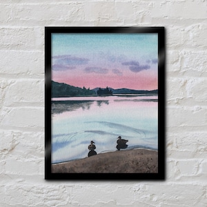 Adirondack Art Print - Original Watercolor Painting - Landscape Art - Eighth Lake Adirondacks - Fulton Chain