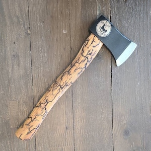 Fractal Burned Hatchet, Throwing Axe, Laser engraving available on the blade.