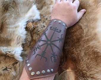 Engraved Arm Bracers, PU Leather Armor, Arm Guards, 8 engraving options