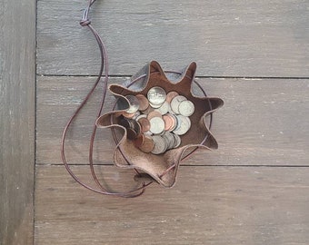 Leather Drawstring Coin/Dice Pouch.