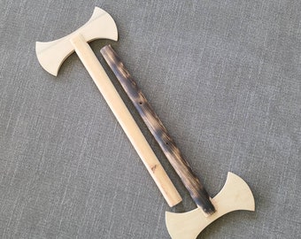 Wooden Children's double blade battle axe, Custom engraving options Available