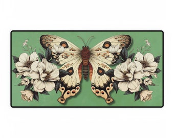 Desk Mat | Large Desk mat | Green desk mat | Butterfly desk mat | Gift for her / him