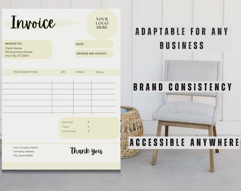 Invoice Template |  Small business invoice template | Business invoice | Receipt template | Printable invoice | Printable receipt |