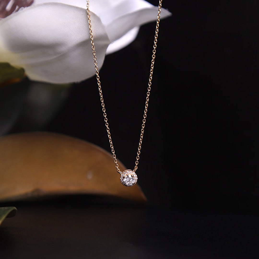 Finora Jewelry 18k Yellow Gold Diamond Necklace Small Size - Etsy