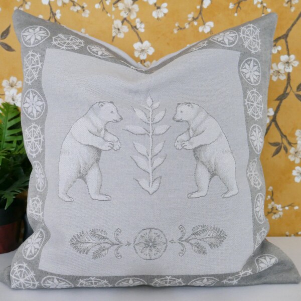 Housse de coussin Motif Ours Gris