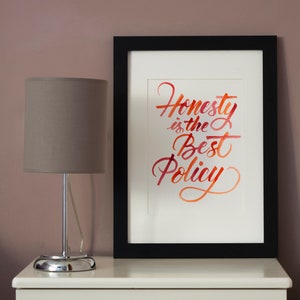 Lettering wall decor, Honesty is the Best Policy, Watercolour Lettering, Handwritten calligraphy quote image 6