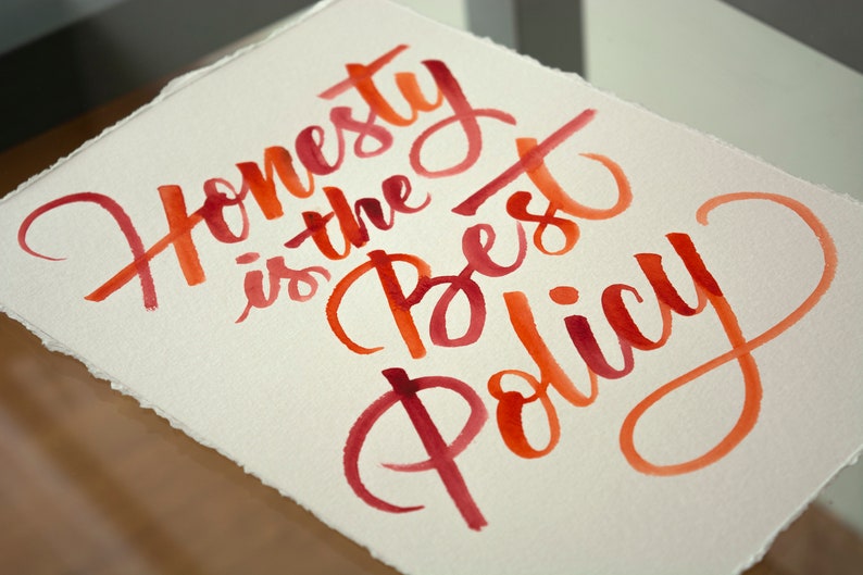 Lettering wall decor, Honesty is the Best Policy, Watercolour Lettering, Handwritten calligraphy quote image 2