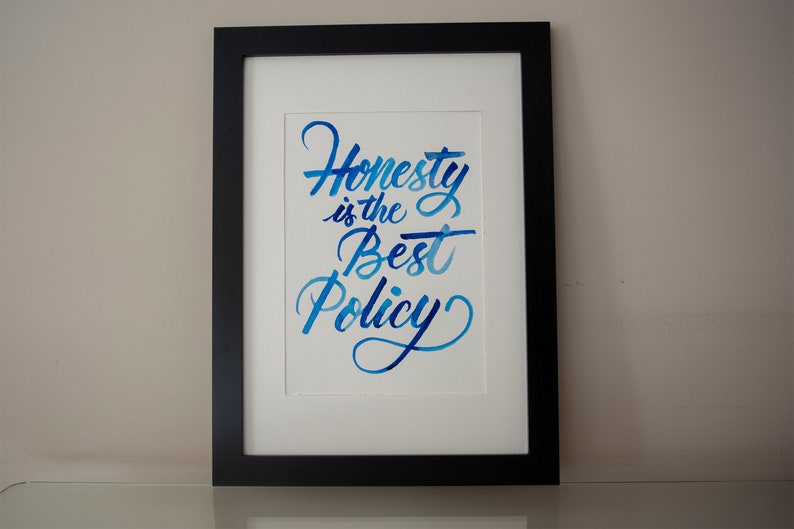 Lettering wall decor, Honesty is the Best Policy, Watercolour Lettering, Handwritten calligraphy quote image 5