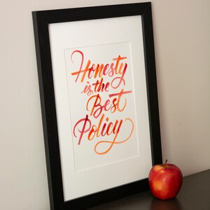 Lettering wall decor, Honesty is the Best Policy, Watercolour Lettering, Handwritten calligraphy quote image 7