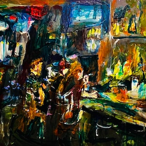 Original Bar Acrylic Painting on Canvas - Florissant - Ready to Hang