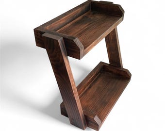 2 Tier Wooden Bathroom Caddy Counter Organizer for Kitchen, Desk, or Vanity