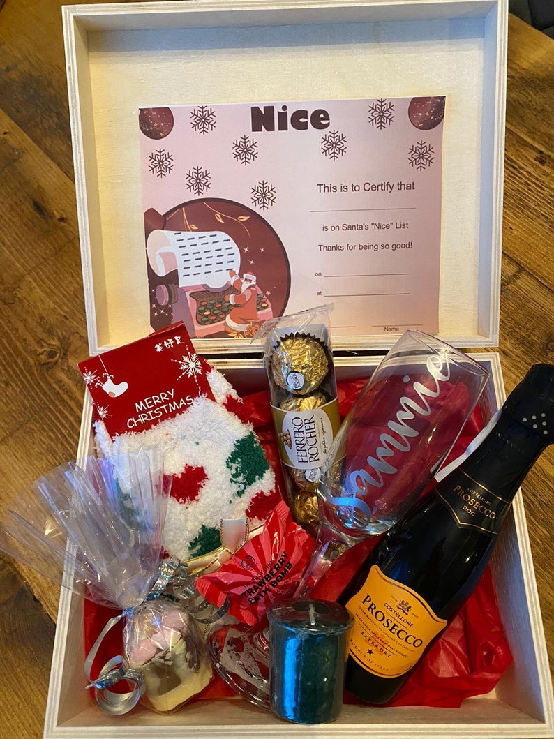 Adult Filled Christmas Eve Wooden Box/Hamper | Etsy