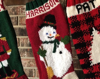 Vintage Christmas Stocking Knitting Pattern Retro Personalized 1940s Nostalgic Design Children Santa Trees PDF Instant Digital Download