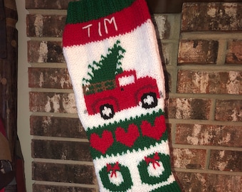 Christmas Red Truck Stocking                            DIGITAL PATTERN ONLY