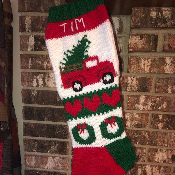 Christmas Red Truck Stocking                            DIGITAL PATTERN ONLY