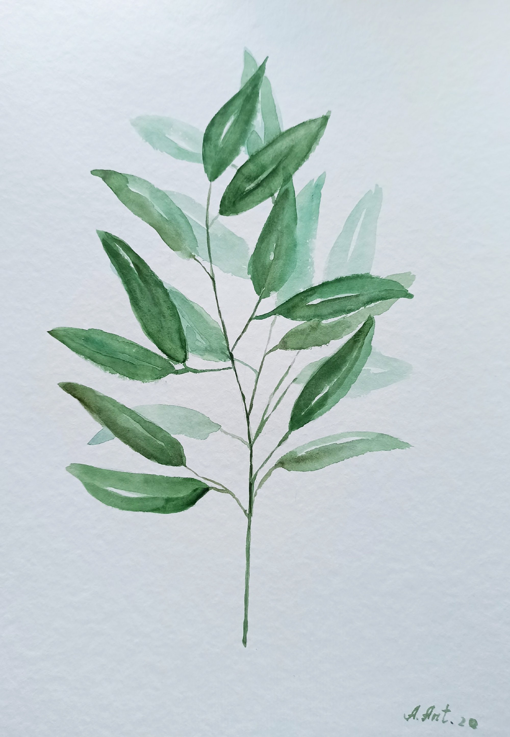 Plant Painting Watercolor Original Art Botanical Leaf Wall Art | Etsy