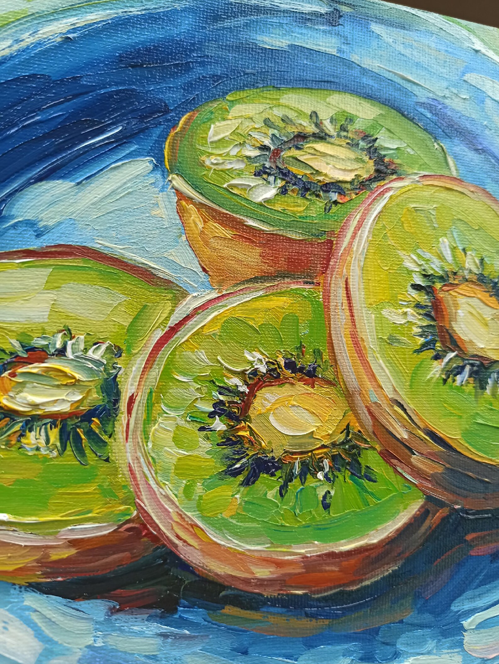 Kiwi Painting Fruit Original Art Small Canvas Impasto Still Etsy