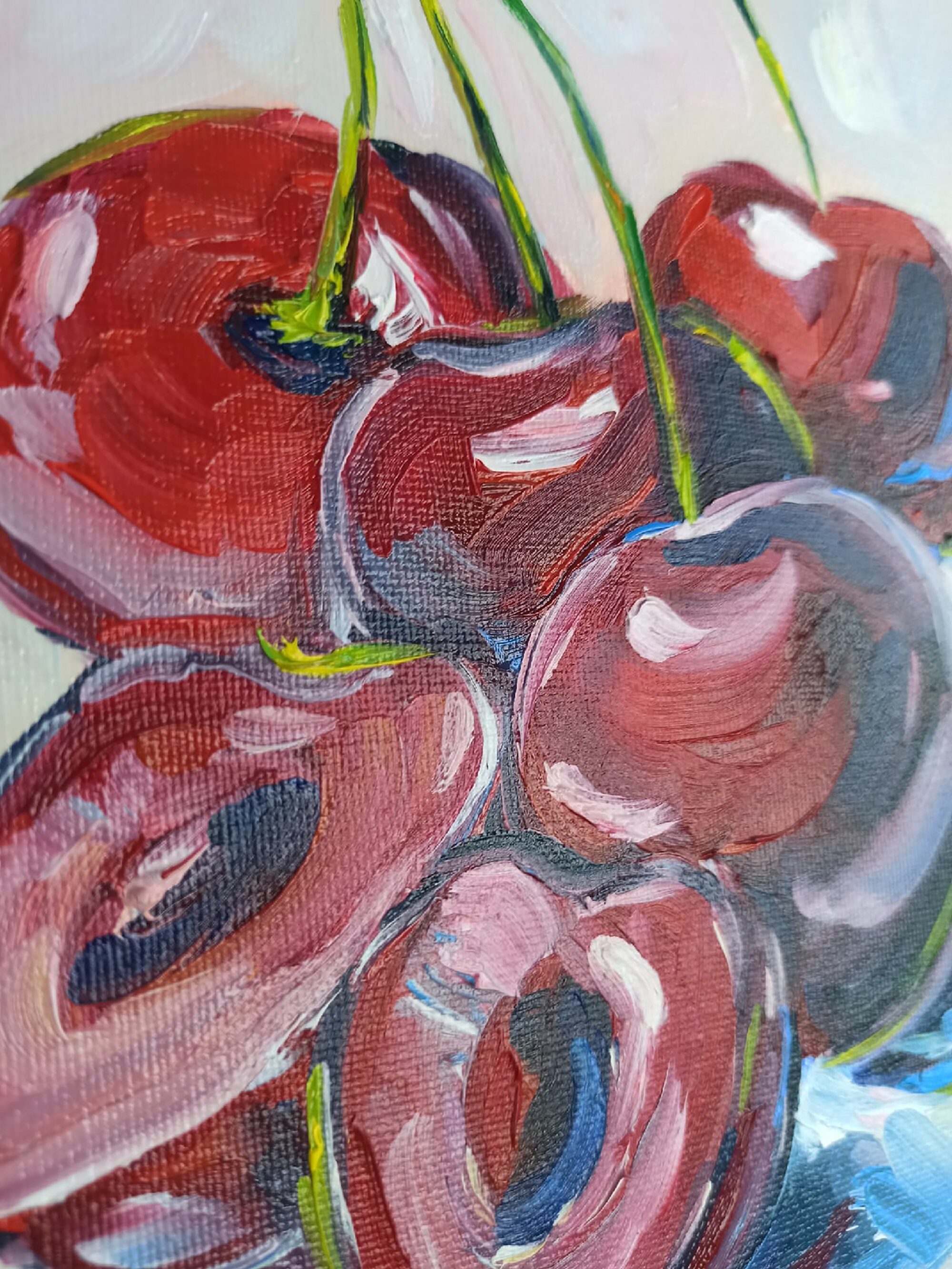 Cherry Painting Fruit Original Art Cherries Canvas Food Small Etsy