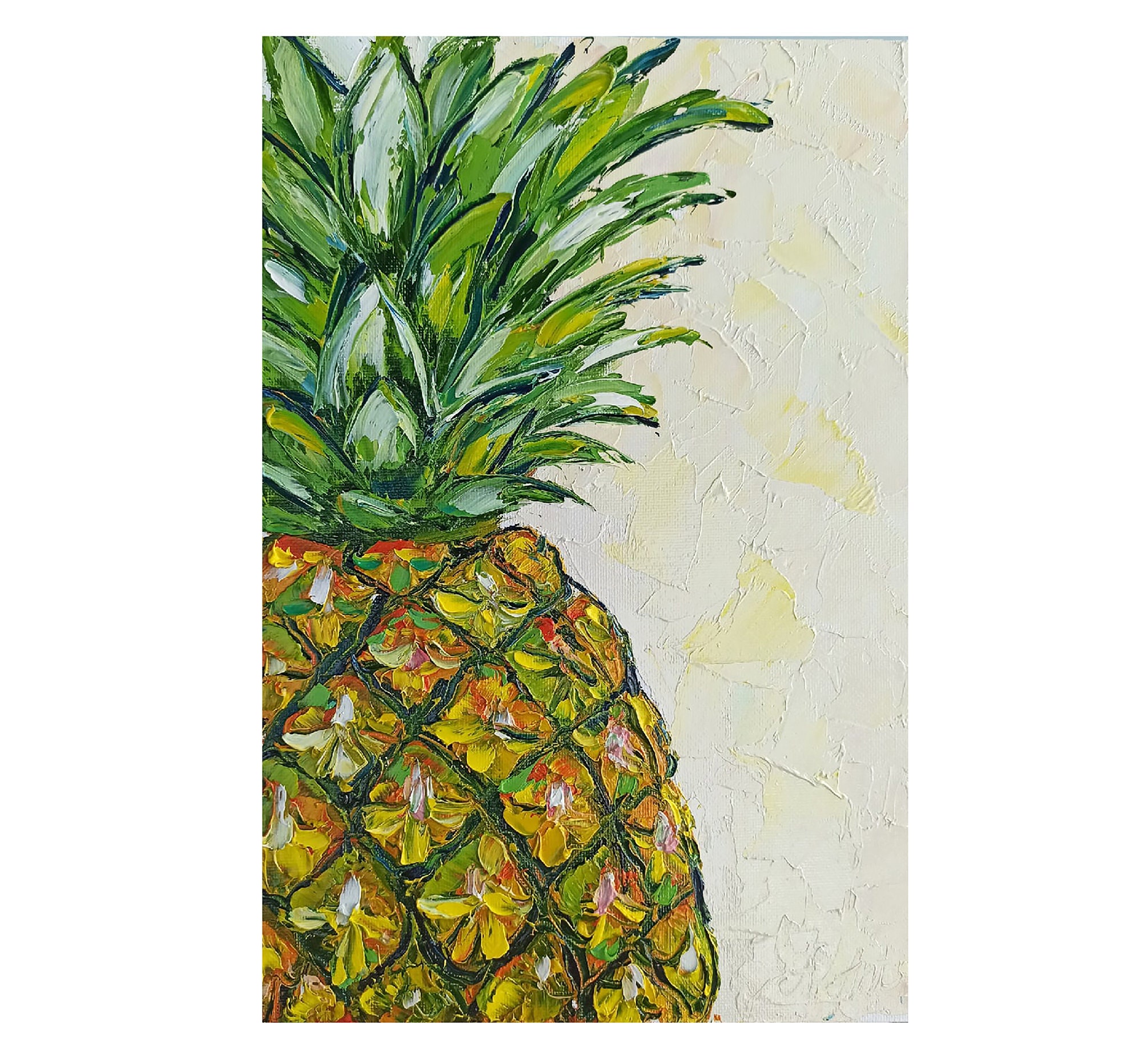 Pineapple Painting Fruit Original Art Impasto Canvas Tropical Etsy