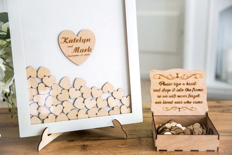 Wooden Heart Wedding Guest Book Alternative Guest Book Drop Etsy