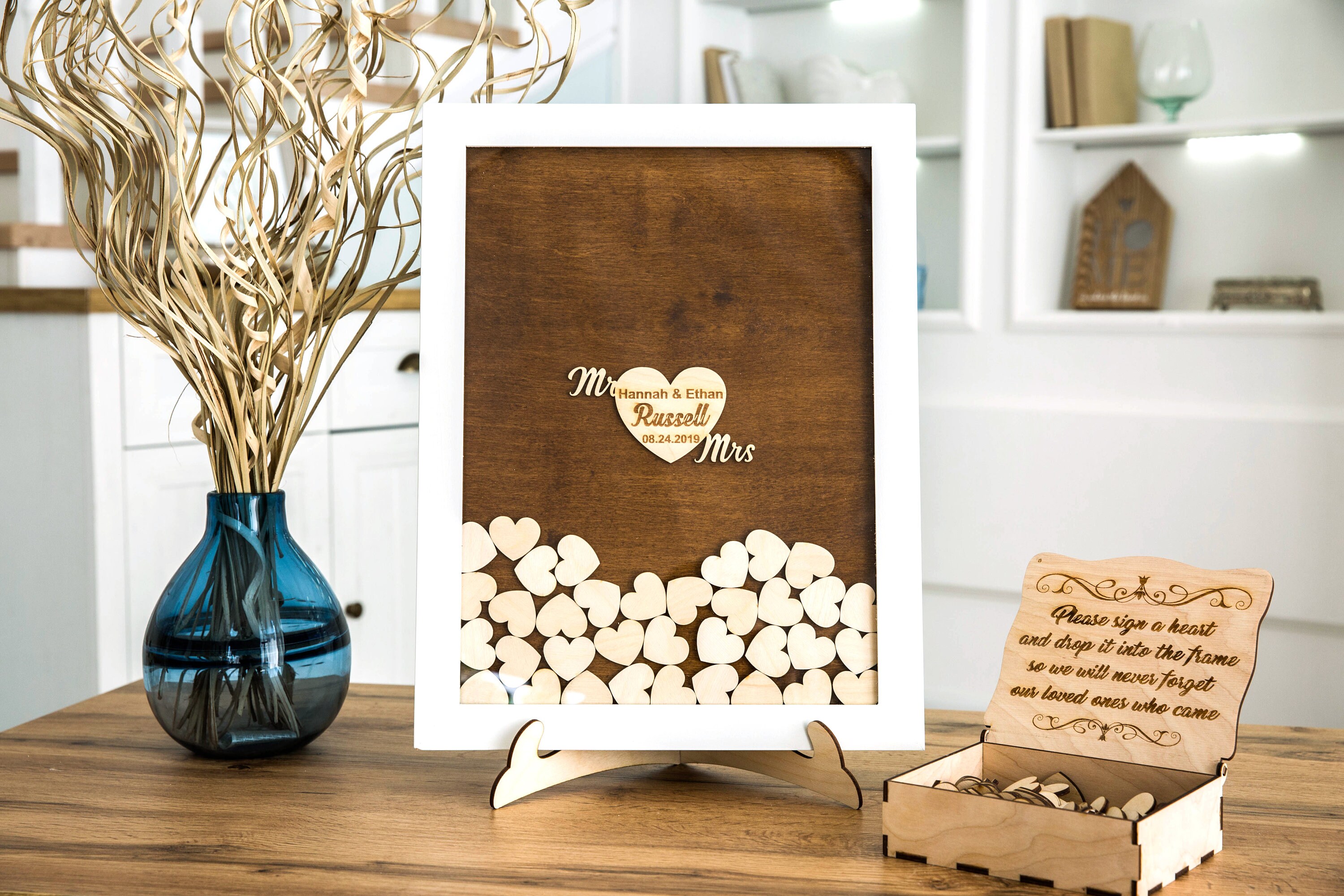 Wooden heart Wedding guest book alternative guest book Drop Etsy