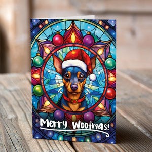 Carte de Noël Pinscher nain dans un bonnet de Noel