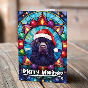 Carte de Noël Terre-Neuve dans un bonnet de Noel